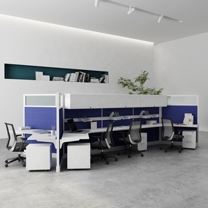 Nhà máy cung cấp trực tiếp phân vùng văn phòng máy trạm 8 người hiện đại với bảng gỗ melamine cho Bàn nhân viên văn phòng mô-đun - Product Image 2