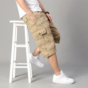 Customized logo <b>Men's</b> casual shorts cotton breathable multi-pocket fashion <b>cropped</b> <b>pants</b> summer cotton sweat-absorbent tooling - Product Image 1