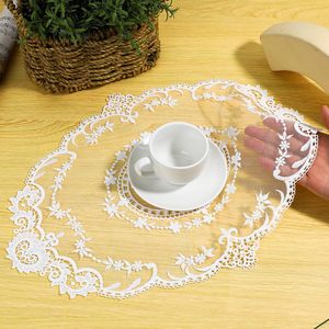 Tovagliette Artigianali in <span class=keywords><strong>Pizzo</strong></span> Francese Bianco Solido, Stile Retrò, Ricamate in Poliestere, Sottobicchieri, Stile Rustico - Product Image 4