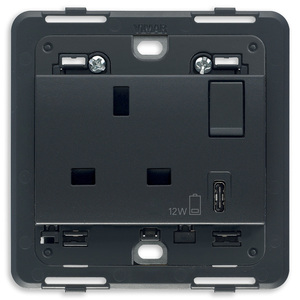 เต้ารับไฟฟ้าวิมาร์ 2P+T 13A BS พร้อมพอร์ต USB-C 12W สำหรับชาร์จ - Product Image 1