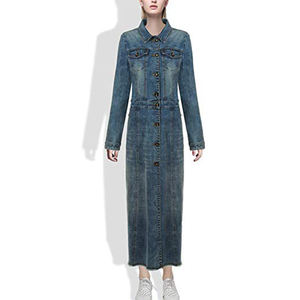 2021 del commercio all'ingrosso di Modo Elegante Stile Vintage Denim Jeans Lunghi Manica Lunga Vestiti Più di Formato Vestiti delle Donne - Product Image 5