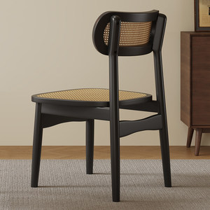 Silla de Comedor de Madera Maciza Estilo Vintage, Madera de Caucho y Ratán, Uso Comercial, Diseño Retro Francés, <span class=keywords><strong>Muebles</strong></span> Vintage para <span class=keywords><strong>Restaurante</strong></span> - Product Image 4
