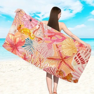 Serviette de plage en microfibre Marine Life, serviette de bain imprimée, douce, légère, compacte, surdimensionnée, séchage rapide, pour les vacances en bord de mer - Product Image 3