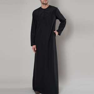 เสื้อผ้าอาหรับอาหรับดูไบสำหรับผู้ชายมุสลิมตะวันออกกลางใหม่สีทึบ - Product Image 4
