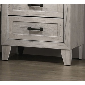 White Wash Finish Nightstand <b>2</b> <b>Drawers</b> Black Bar Pull Contemporary Bedside Table <b>Storage</b> <b>Drawer</b> <b>Unit</b> - Product Image 3