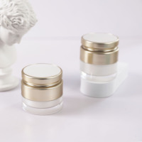Pot en plastique blanc à double paroi en acrylique pour crème 30g 50g avec couvercle doré – Contenants en plastique pour cosmétiques