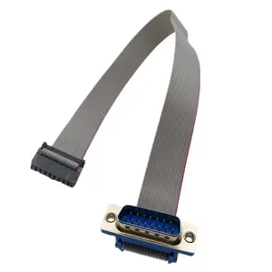 D-Sub 15 Pin DB15 Male to 16Pin Female IDC 2.54MM Pitch Serial Ribbon Rainbow Flat Cable