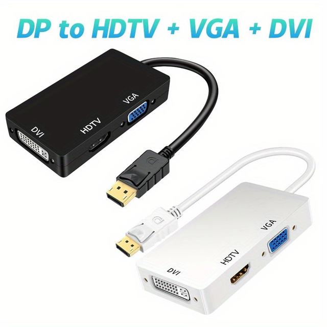 3 in 1 Multi-Function DisplayPort DP Male to HDTV DVI VGA Female Converter Adapter Cable 1080P PC Laptop Audio Video Cables