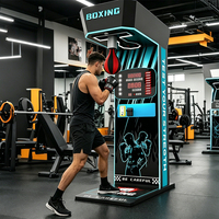 LEON Machine de test de force de frappe de boxe commerciale pour arcade, avec lumières clignotantes, garantie 1 an, interface en anglais, 1 joueur, en tôle