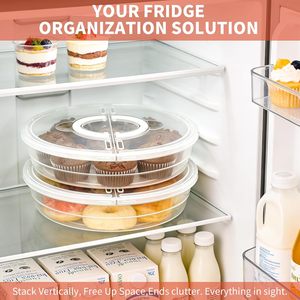 Kitchen Clear Food Storage Container <b>Fridge</b> Safe Stackable Round Design with Handle Food Grade PP Eco-Friendly & Moisture-Proof - Product Image 4