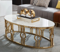 Meubles Offre Spéciale modernes bon marché de salon ensemble de table basse ronde en métal doré et marbre à armature en acier inoxydable tables basses d'hôtel