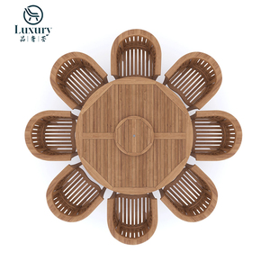 Hiện đại Patio đồ nội thất thiết lập rắn gỗ tếch Vòng ngoài trời bảng thiết lập 8 chỗ ngồi - Product Image 4