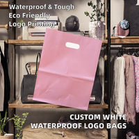 Sac de courses en plastique blanc avec logo personnalisé, imperméable, recyclable, découpé à la forme, avec poignée