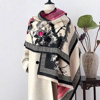 2025 automne hiver Double face rétro mode écharpe nouveau Style chinois fleur de prunier encre à motifs châle châles traditionnels