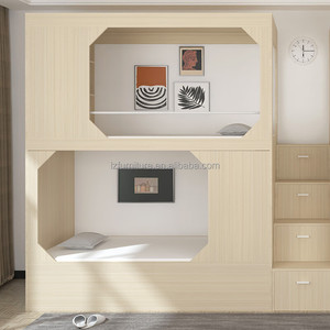 Youth Hostel Series Wooden Capsule Bunk Bed for 2 People Underbed Shoes Cabinets Side Stairs Durable Sleeping Pod - Product Image 5