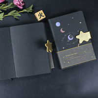 Carnet créatif en carton noir A5 avec pages intérieures en papier ciel étoilé, carnet de graffiti DIY, boucle magnétique, journal, cadeau