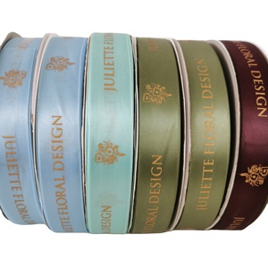 Tùy chỉnh biểu tượng đầy màu sắc in ấn lá vàng in Satin có dây <span class=keywords><strong>ribbon</strong></span> màu sắc Satin Hoa <span class=keywords><strong>Ribbon</strong></span> - Product Image 1
