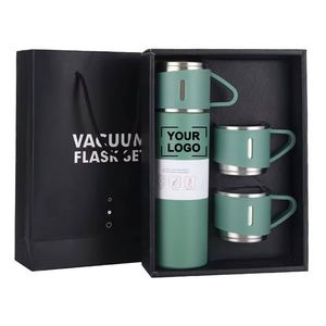 Yy878 Wholesale 500Ml Set Thermos Vacuum Custom Logo Stainless Steel Water <b>Bottle</b> With 2 Cups <b>Flask</b> Corporate Business - Product Image 1