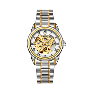 8866 Men's Fully <b>Automatic</b> Skeleton Stainless Steel Mechanical Watch Luxury Waterproof <b>Wristwatch</b> Double Sided Leather Strap - Product Image 4