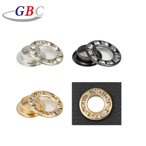 Ojetes de Metal con Logotipo Personalizado de Moda, Ojetes de Cristal Plateado y Blanco con Pedrería, Ojetes Roscados de Cobre <span class=keywords><strong>para</strong></span> Jeans - Product Image 1