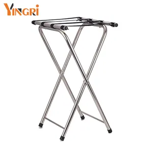 JMYINGRI Stainless Steel Tray Stand Hotel Folding Stable Durable Luggage Rack Stand Baggage Holder For Hotel Bedroom