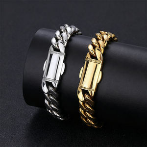 सोने की प्लेटेड स्टेनलेस स्टील चेन हार 12 मिमी हिप-हॉप क्यूबन स्टेनलेस स्टील हार - Product Image 3