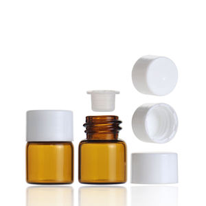 Low Moq Glass Empty Essential Oil Amber Small Vials <b>Perfume</b> 1 ml <b>Sample</b> <b>Bottle</b> With Black White Plastic Screw Cap - Product Image 2