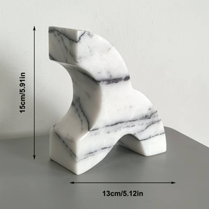 1 pz. Fermalibri in Travertino Artigianale Telazzo Moderno Art Déco con Forma Irregolare per Compleanni, Arredamento Casa e Hotel - Product Image 3