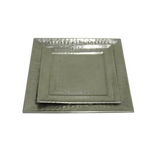 Ensemble de 2 plateaux carrés en métal martelé en aluminium Objet de service décoratif pour maison, restaurant et hôtel - Product Image 1