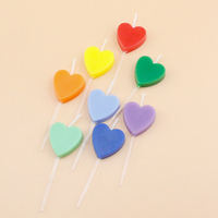 Bougies d'anniversaire en forme de cœur 5 couleurs, décorations de gâteau arc-en-ciel avec supports dans une boîte transparente pour fêtes, mariages et vente en gros