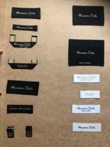 Luxury Custom Woven Garment Label - Multi-color jacquard satin texture, flat fold, for neckline sewn organic garments - Product Image 5