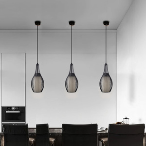 Lampe suspendue moderne et élégante E27 en fer et tissu, luminaire de plafond, lustre, éclairage descendant pour la décoration de la maison, de l'hôtel, du restaurant, de la salle à manger - Product Image 1
