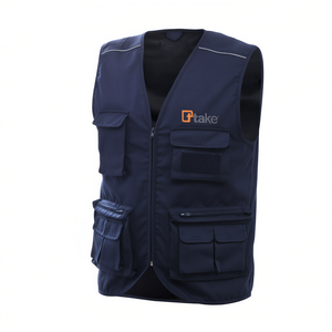 TTAKE Take Multi Pocket <b>Vest</b> Workwear Grey M Summer <b>Utility</b> <b>Vest</b> - Product Image 2