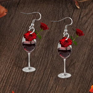 Brincos de Plástico em Formato de Taça de Vinho, Acrílico Plano, Decorações de Feriado, Dia dos Namorados, Rosa, Chapéu de Papai Noel - Mais Vendidos - Product Image 5