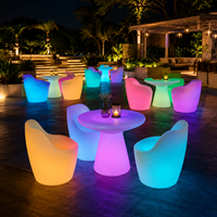 COOLQING Chaises de salon commerciales lumineuses et table lumineuse pour bar, fête, soirée chicha, location de mobilier LED pour boîte de nuit