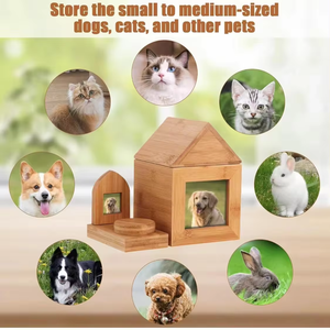 Kotak Abu Jenazah Hewan Peliharaan Ramah Lingkungan dari Bambu Mewah, Peti Jenazah, Kenang-kenangan Memorial, Guci Kremasi Berbentuk Rumah untuk Kucing Anjing dengan Bingkai Foto - Product Image 5