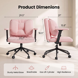 Chaise de bureau ergonomique inclinable en tissu chenille, pivotante, réglable en hauteur, fonction d'inclinaison, pour salon - Product Image 6