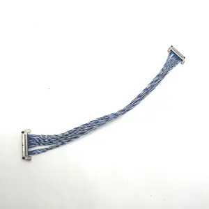 HRS FX15S Kabel Twisted Biru Putih Ujung Ganda 51 Pin FX15S-51P-C Connector Wiring Harness Enhanced Shielding untuk Sinyal LVDS