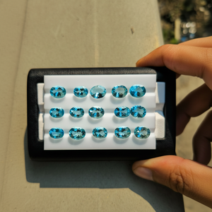 Piedra preciosa suelta azul 9x7 ovalada facetada de Aguamarina Natural de calidad AAA para la fabricación de joyas precio al por mayor - Product Image 1