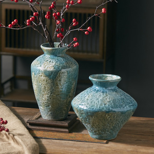 Wabi Sabi <span class=keywords><strong>Bleu</strong></span> Vert Poterie Émaillée <span class=keywords><strong>Vase</strong></span> Salon <span class=keywords><strong>Vase</strong></span> De Table Décor De Ferme <span class=keywords><strong>Vase</strong></span> En Céramique <span class=keywords><strong>Turquoise</strong></span> Pots De Fleurs Rustiques - Product Image 3