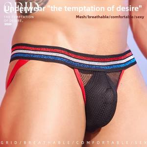 Nouveau slip transparent en nylon à maille fine pour hommes européens et américains taille basse sport à la mode sexy sous-vêtements respirants - Product Image 3