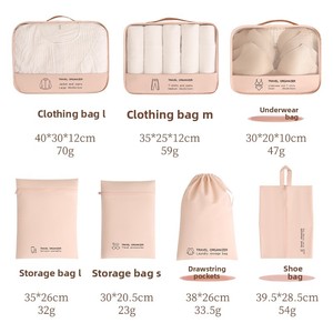7 pièces pliable emballage Cube ensemble Compression bagages organisateur voyage fermeture éclair sacs léger <span class=keywords><strong>valise</strong></span> stockage avec lettre Design - Product Image 4