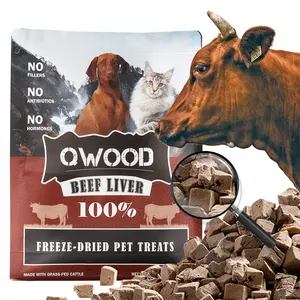 QWOOD宠物食品100% 牛肝零食猫狗食品冻干牛肝颗粒宠物猫狗零食