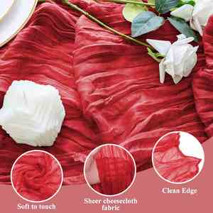 Chiffon de gaze rouge 10 pieds, décoration rustique de printemps et de Pâques, chemin de table en gaze lavande pour douche nuptiale - Product Image 3