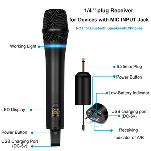 ไมโครโฟนไร้สาย UHF ระยะไกล W8 คุณภาพสูง เครื่องเล่นคาราโอเกะไร้สายแบบพกพา ขายดี - Product Image 3
