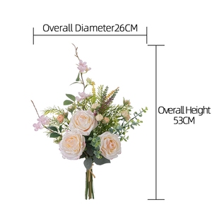CF02105 Ramo de Rosas Románticas de 21 Pulgadas con <span class=keywords><strong>Lila</strong></span> y Follaje Mixto, Elegante Centro de Mesa para Decoración del Hogar - Product Image 6