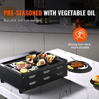 Non-Stick keluarga panci panggangan peralatan masak persegi panjang ganda wajan datar piring atas untuk BBQ
