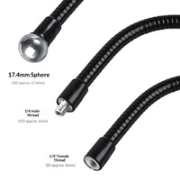 Support de téléphone col de cygne 200 mm avec rotule 17,4 mm, bras flexible en métal, filetage 1/4 po pour éclairage LED, diffusion en direct, selfie et vlogging