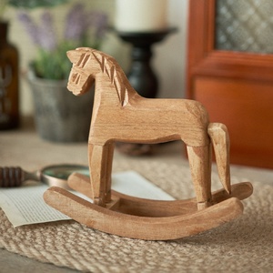 Scandinavian Style Hand-Carved Engraved Pine <strong>Wood</strong> Rocking Horse Eco-Friendly Christmas Desktop <strong>Decoration</strong> <strong>for</strong> <strong>Home</strong> or Office - Product Image 2
