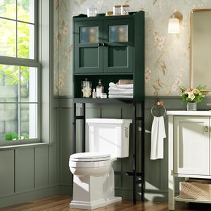Combohome a doppia porta con cerniera morbida sopra la toilette portaoggetti mobili da bagno con armadio a chiusura morbida - Product Image 1